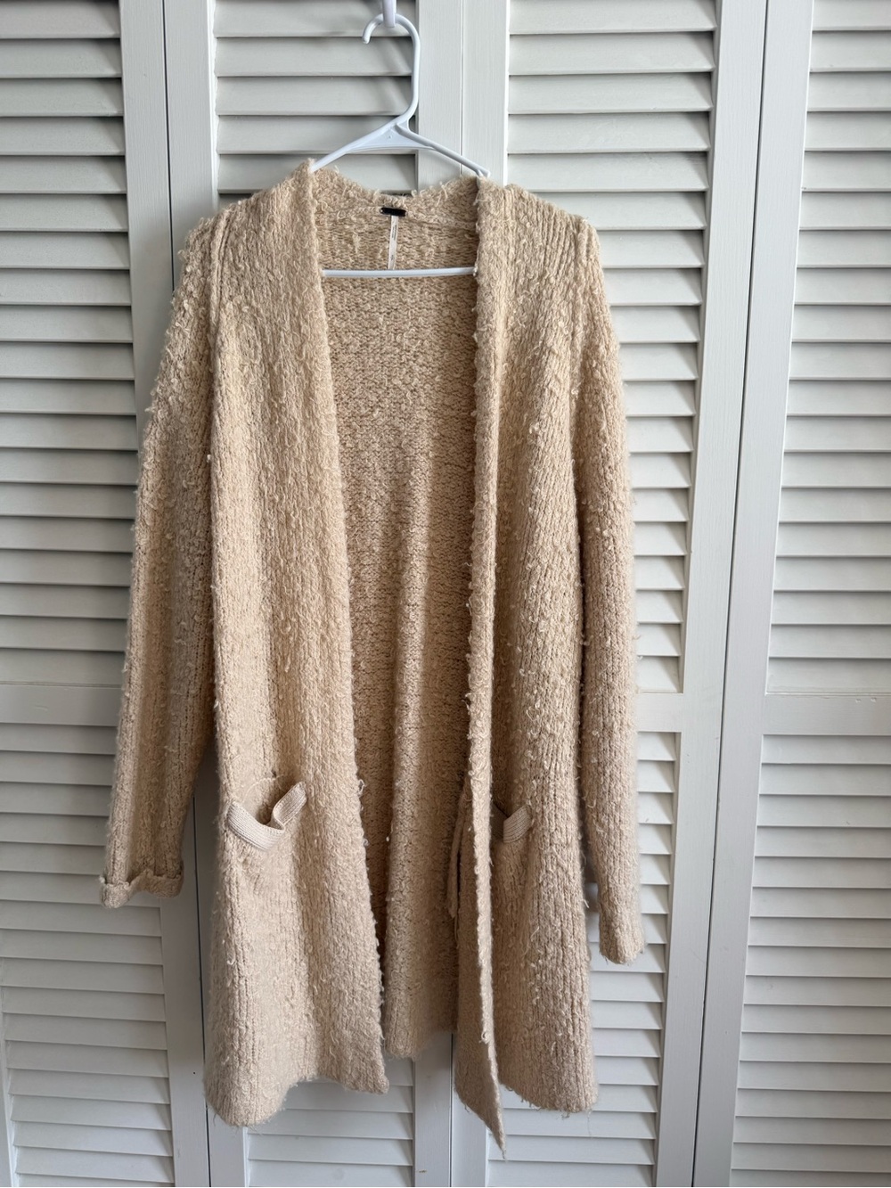 Free People Cozy Open-Front Cream Cardigan